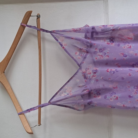 90s Vintage Purple Slip - Sheer floral slip - Size Small - Picture 3 of 6